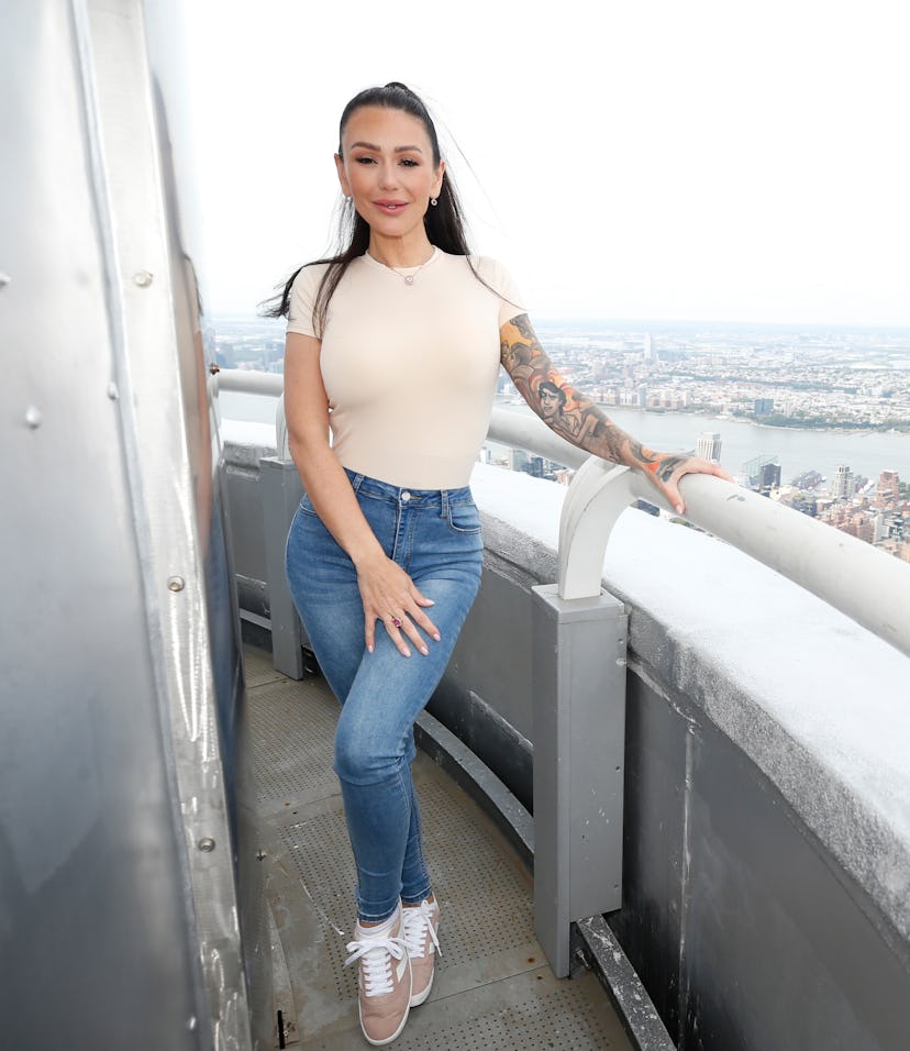 NEW YORK, NEW YORK - AUGUST 03: Jenni "JWOWW" Farley visits The Empire State Building on August 03, ...