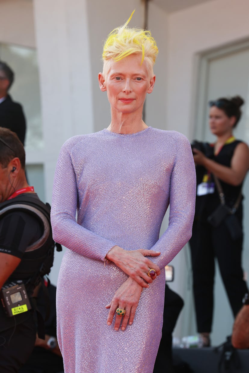 VENICE, ITALY - SEPTEMBER 06: Tilda Swinton attends "The Eternal Daughter" red carpet at the 79th V...