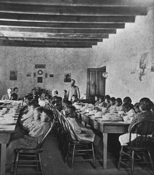 American Indian students at a boarding school in Albuquerque, New Mexico, circa 1885.