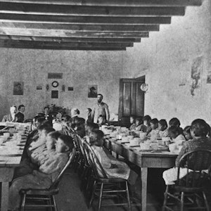 American Indian students at a boarding school in Albuquerque, New Mexico, circa 1885.