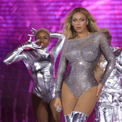 Beyoncé performing at the Renaissance World Tour. 