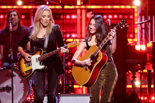 NEW YORK, NEW YORK - NOVEMBER 03: (L-R) Sheryl Crow and Olivia Rodrigo perform onstage during 38th A...