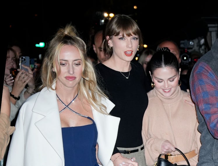 Brittany Mahomes, Taylor Swift and Selena Gomez are seen on November 04, 2023 in New York City.