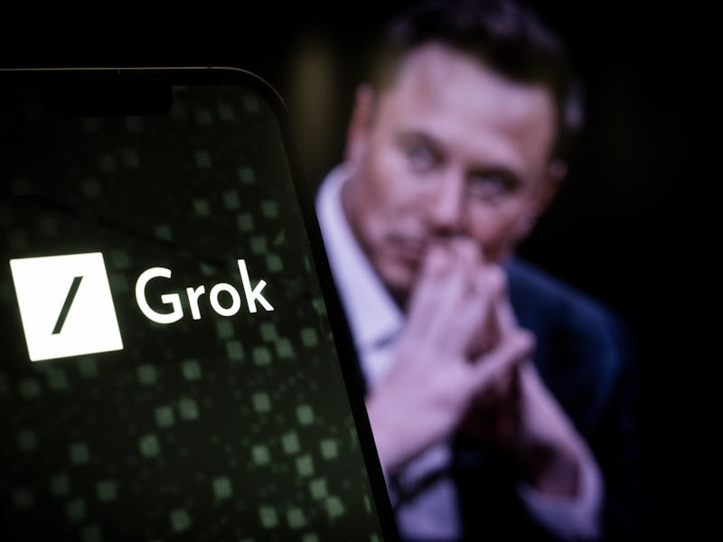 The xAI and Grok logos are seen in this illustration photo taken on 05 November, 2023 in Warsaw, Pol...