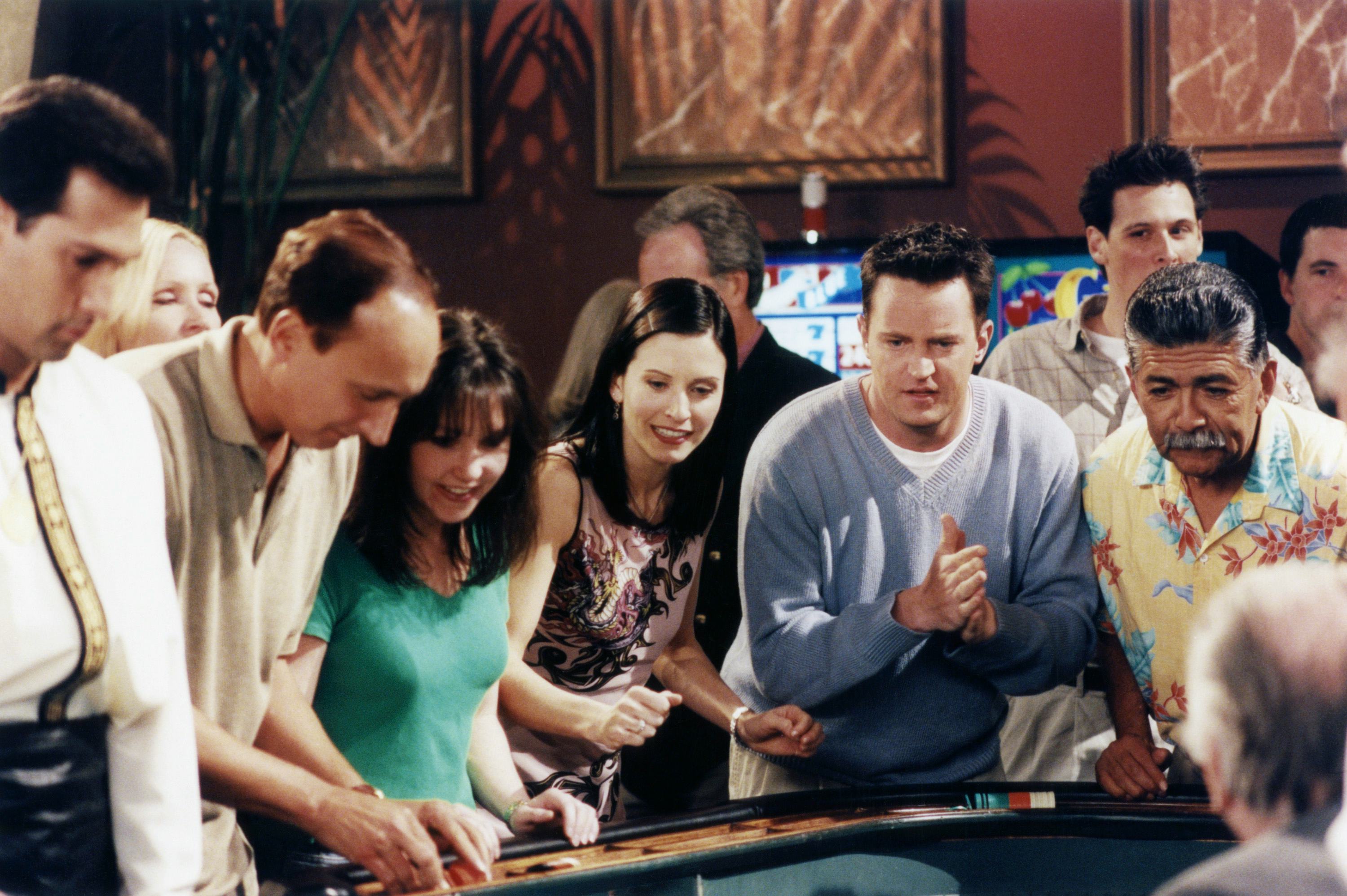 Matthew Perry and Courteney Cox as Chandler Bing and Monica Geller in the &lsquo;Friends&rsquo; episode &ldquo;The One&hellip;