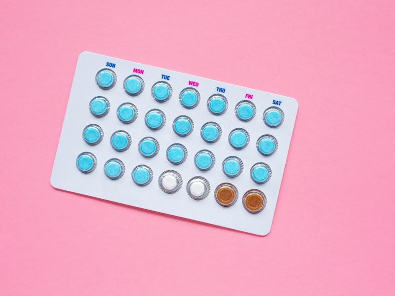 Birth control pills pack. Female contraception concept for sex and reproduction, population control,...