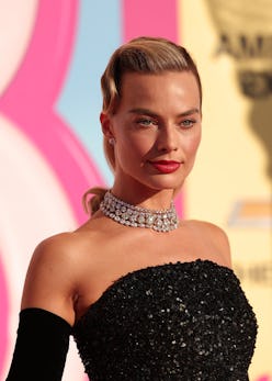 Margot Robbie at the premiere of "Barbie" held at Shrine Auditorium and Expo Hall on July 9, 2023 in...