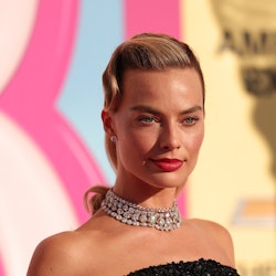 Margot Robbie at the premiere of "Barbie" held at Shrine Auditorium and Expo Hall on July 9, 2023 in...