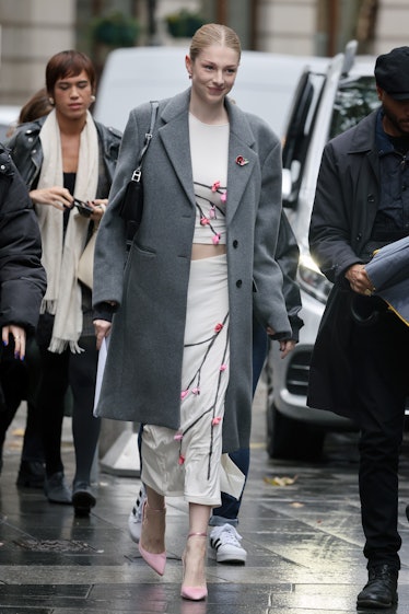 Hunter Schafer arriving at Heart Breakfast Radio Studios to promote 'The Hunger Games: The Ballad of...