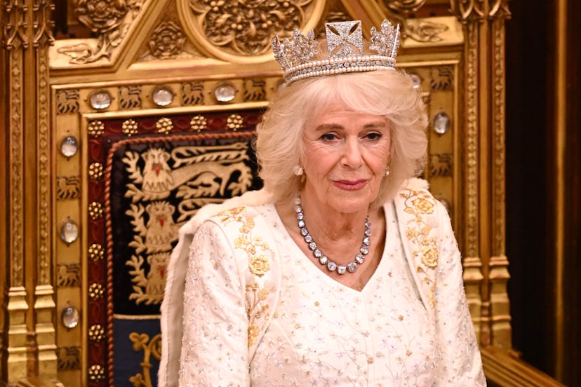 Queen Camilla attends the State Opening of Parliament.