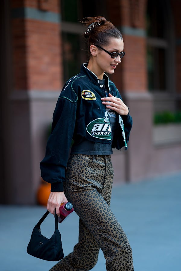 Bella Hadid rocking the vintage 2005 Prada bag in 2018.