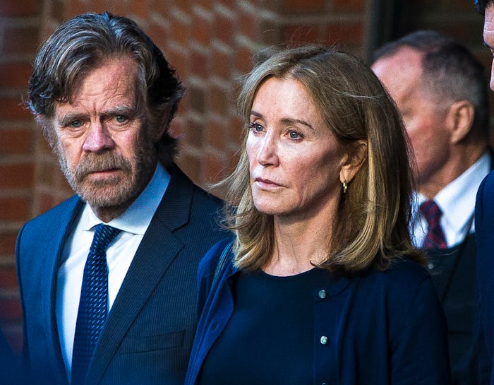 BOSTON, MA - SEPTEMBER 13: Felicity Huffman, right, and her husband, William H. Macy, walk out of th...