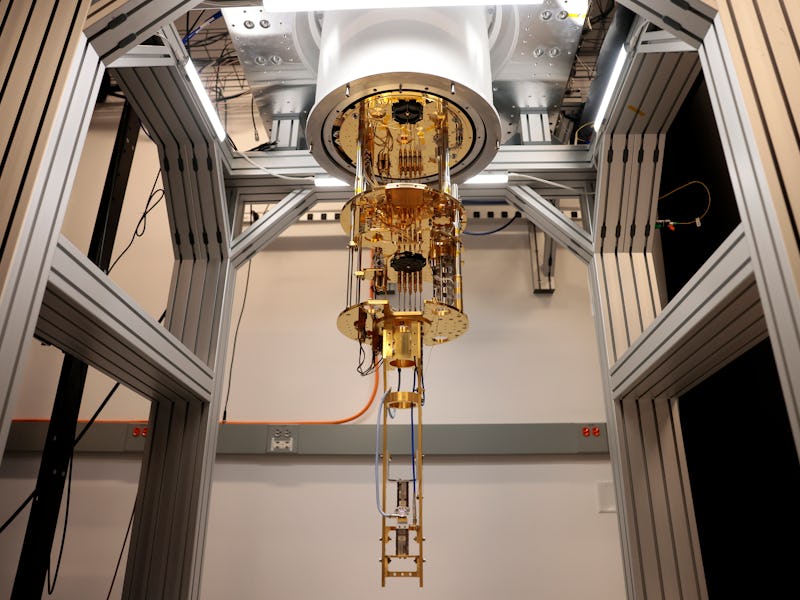 Brighton, MA - June 28: The Dilution refrigerator is seen inside Amazon's quantum networking lab, a ...