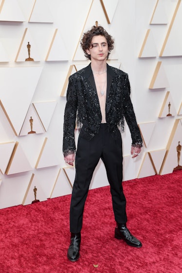 Timothée Chalamet attends the 94th Annual Academy Awards at Hollywood and Highland on March 27, 2022...