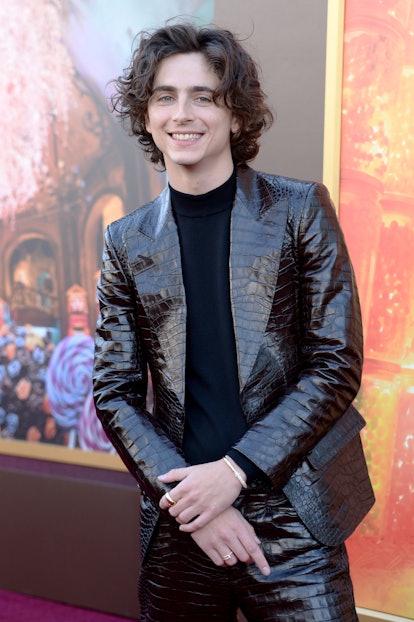 Timothée Chalamet attends Los Angeles Premiere Of Warner Bros. "Wonka" at Regency Village Theatre on...