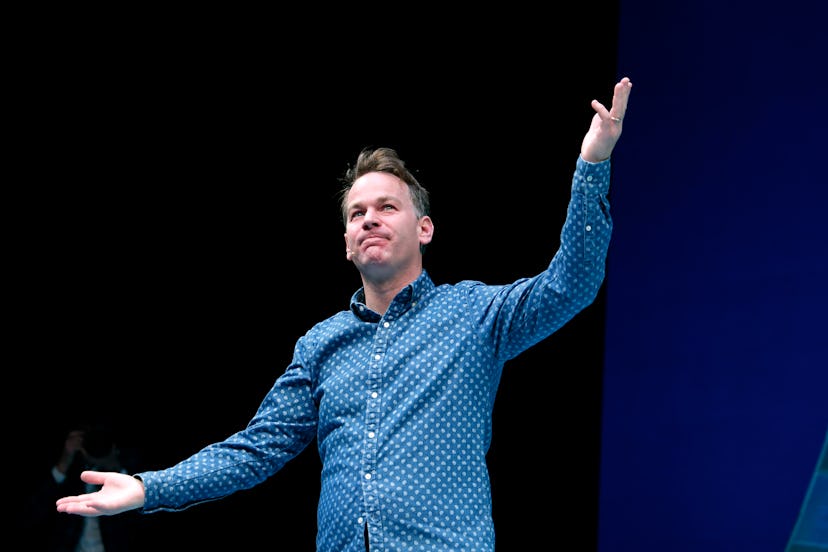 NEW YORK, NEW YORK - NOVEMBER 13: Mike Birbiglia is seen on stage during the curtain call for "The O...