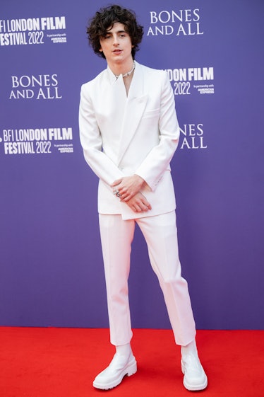 Timothée Chalamet attends the "Bones & All" premiere during the 66th BFI London Film Festival at The...
