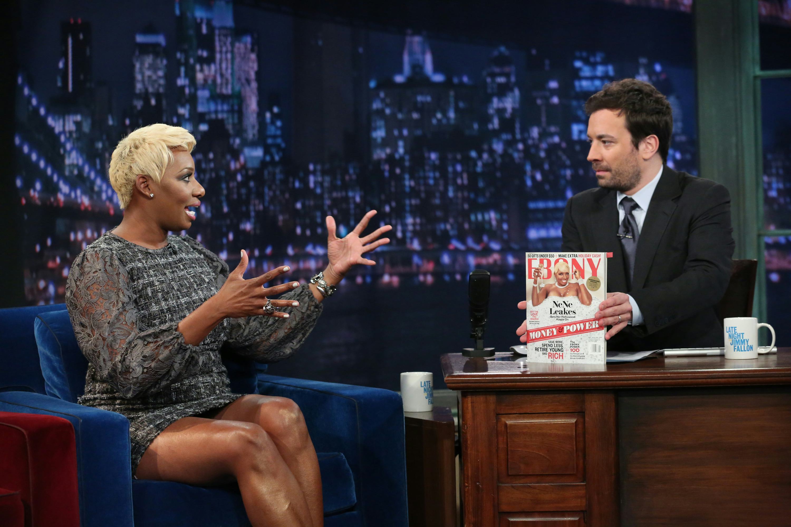NeNe Leakes, of The Real Housewives of Atlanta, with Jimmy Fallon in 2013.