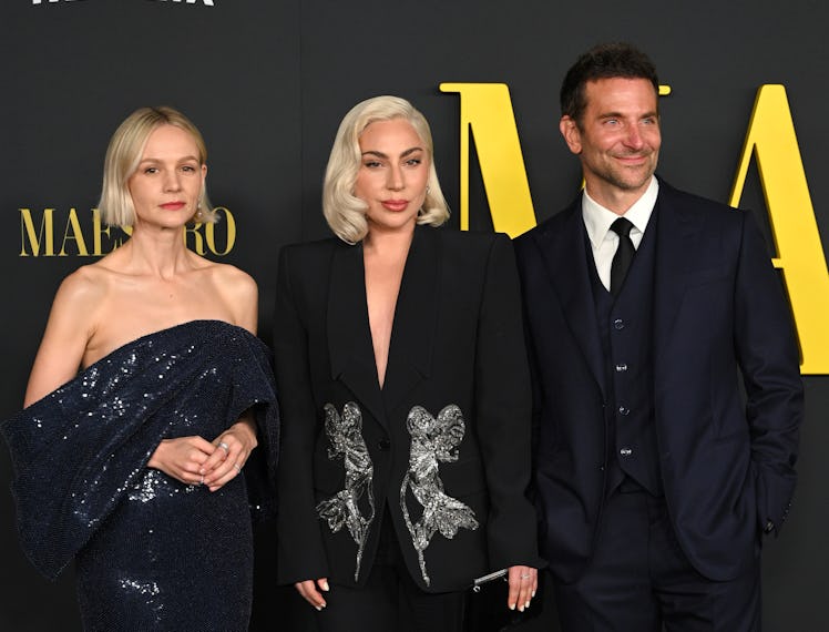 Carey Mulligan, Bradley Cooper and Lady Gaga attend Netflix's "Maestro" Los Angeles photo call at Ac...