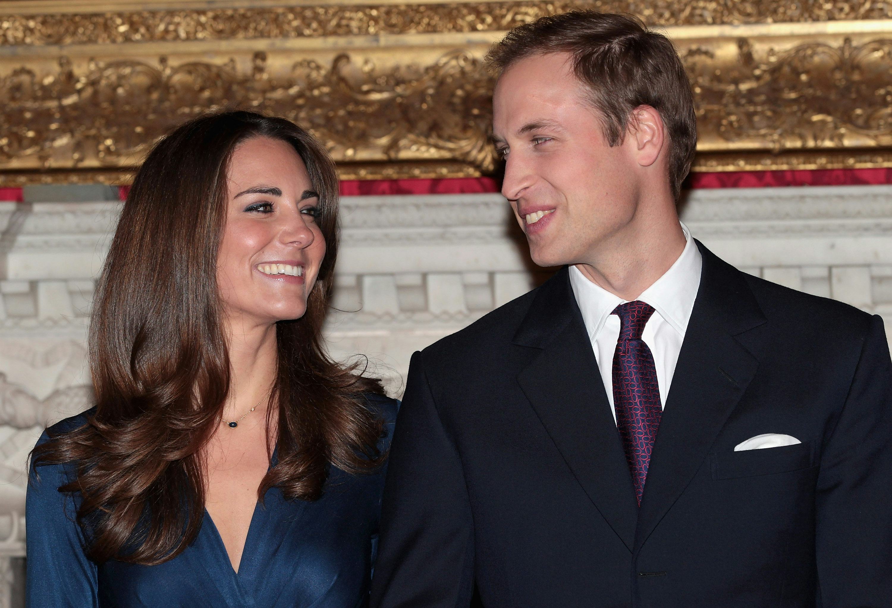 Prince William and Kate Middleton at their engagement announcement.