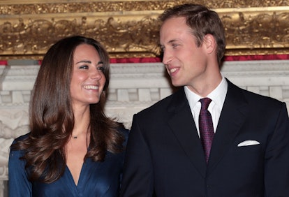 Prince William and Kate Middleton at their engagement announcement.