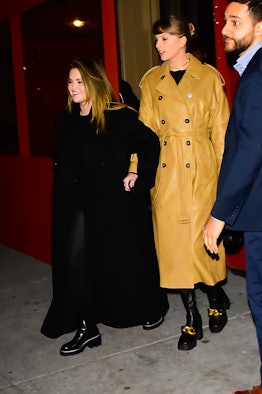 Taylor Swift wore a leather trench coat for her first birthday celebration in New York