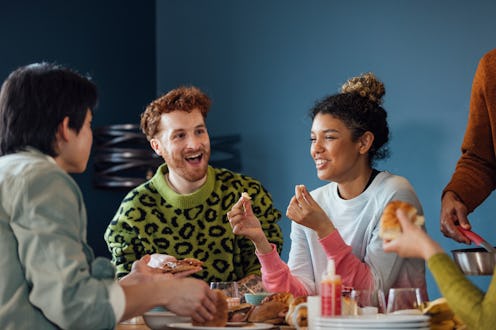 A group of males and females enjoying a staycation in a luxury hostel in the seaside town of Amble, ...