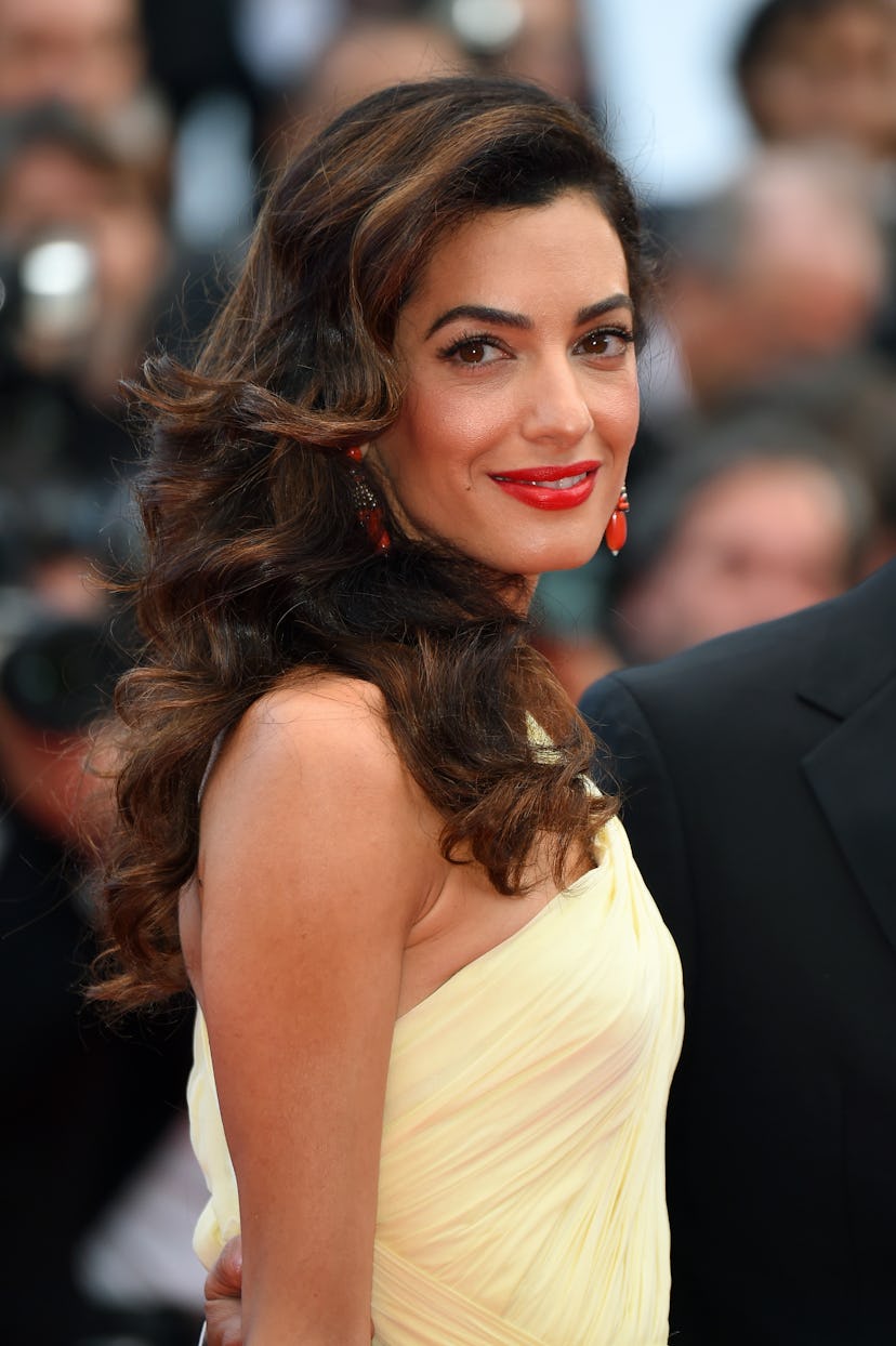 Amal Clooney bright red lipstick at cannes 2016