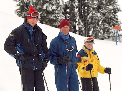 The Prince Of Wales And Princes William & Harry Skiing In Whistler, Canada. (Photo by Julian Parker/...