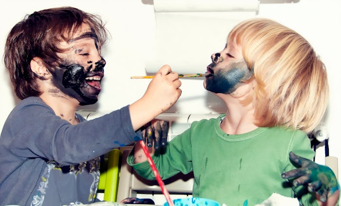brothers painting each other's faces in roundup of naughty kid instagram captions