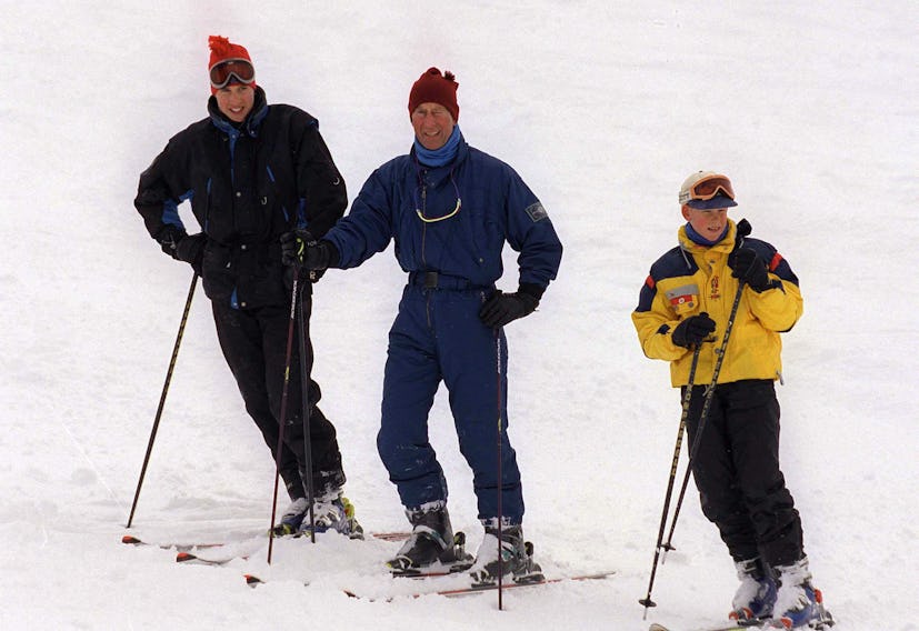 WHISTLER, CANADA - MARCH 26:  Prince Charles With Princes William & Harry During Their Skiing Holida...