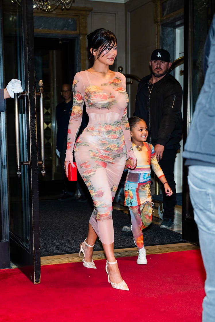 Kylie Jenner (L) and Stormi Webster are seen in Midtown on May 02, 2023 in New York City.