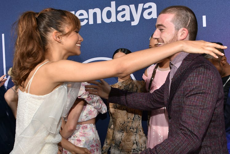US actors Angus Cloud and Zendaya attend the Los Angeles premiere of the new HBO series "Euphoria" a...
