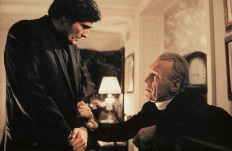 The Exorcist Jason Miller and Max Von Sydow in a scene from the 1973 horror classic. (Photo by Scree...