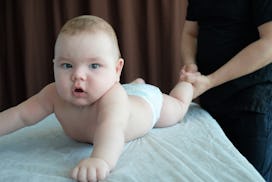 Baby massage helps moms with depression.
