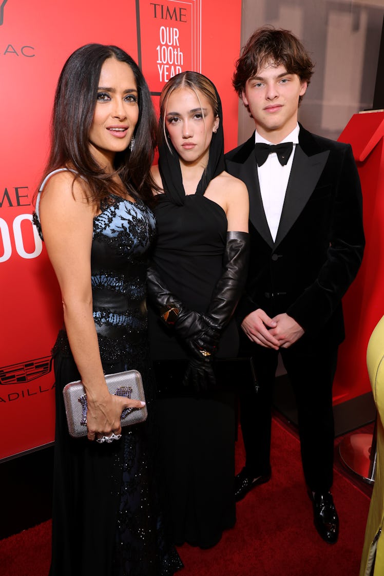 Salma Hayek, Valentina Paloma Pinault and Augustin James Evangelista attend attend the 2023 TIME100 ...