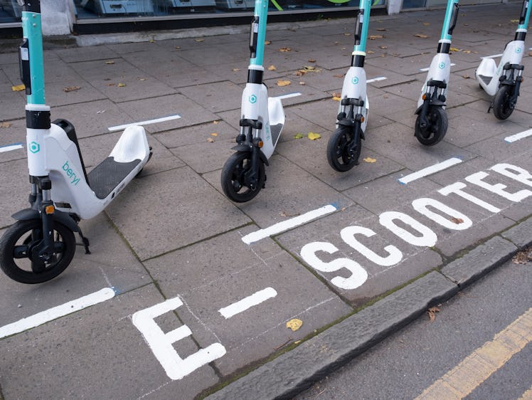 Beryl Escooter sharing scooters in a designated parking area which sees escooters reinstated after b...