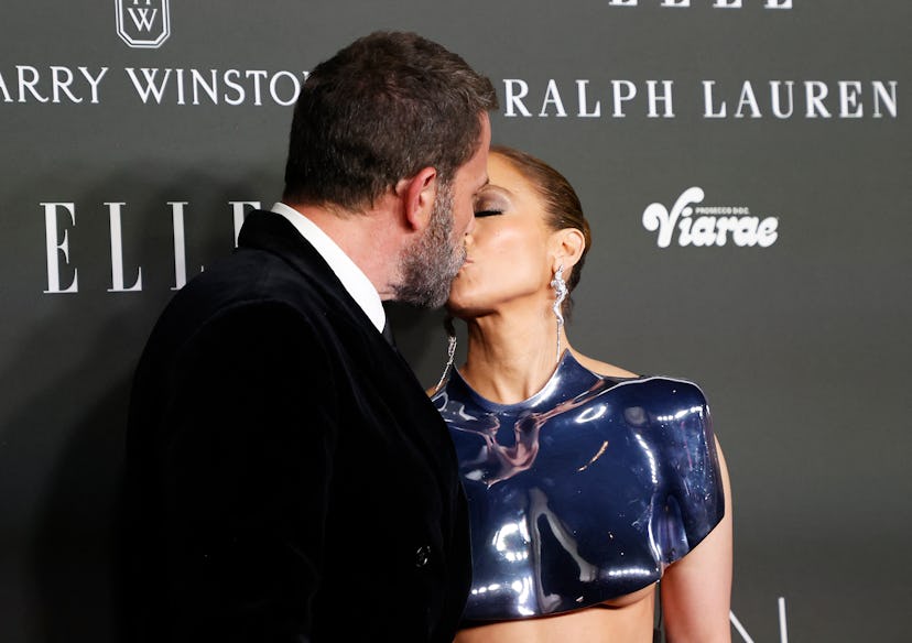 Jennifer Lopez kissing husband Ben Affleck