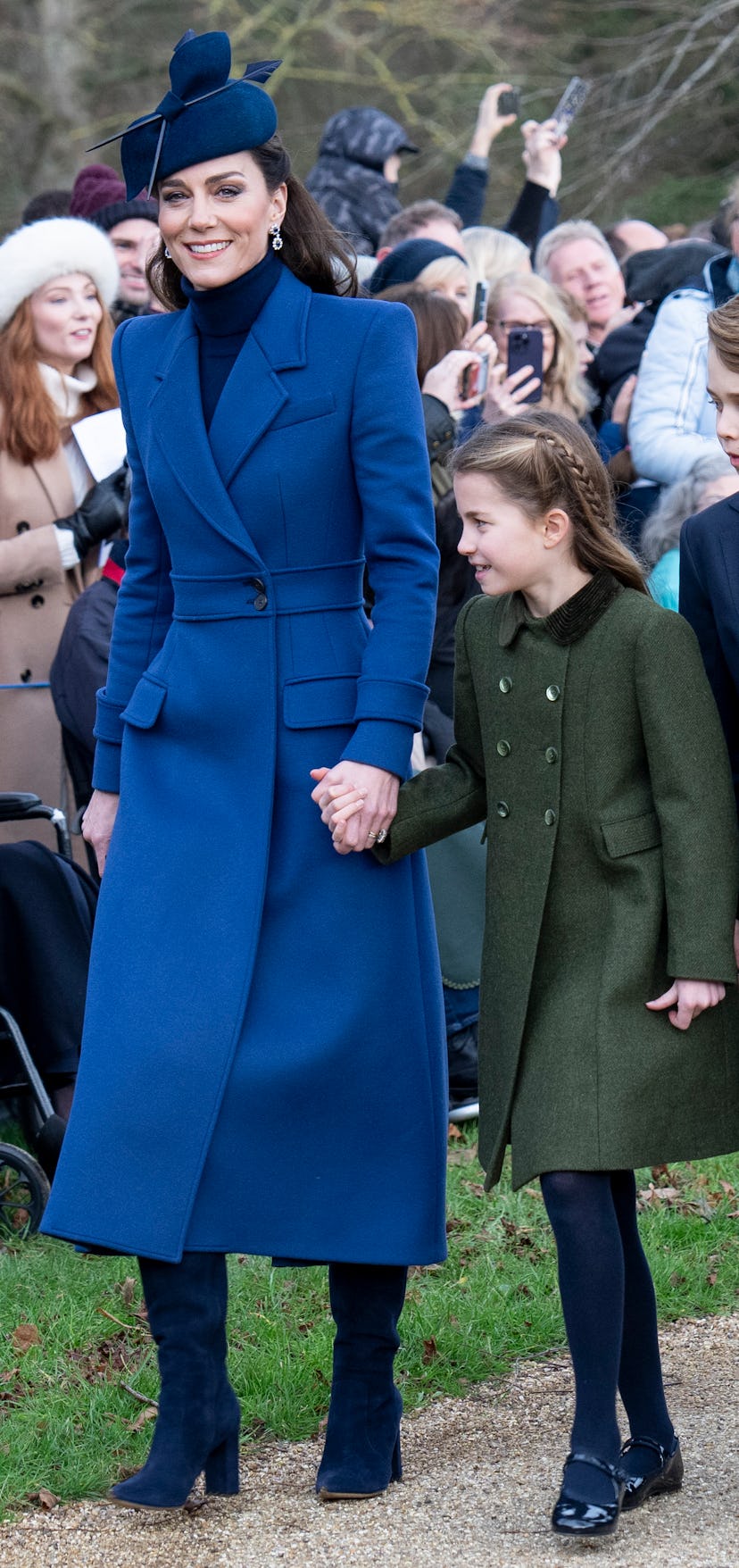 Kate Middleton cobalt blue coat Alexander McQueen Christmas Day