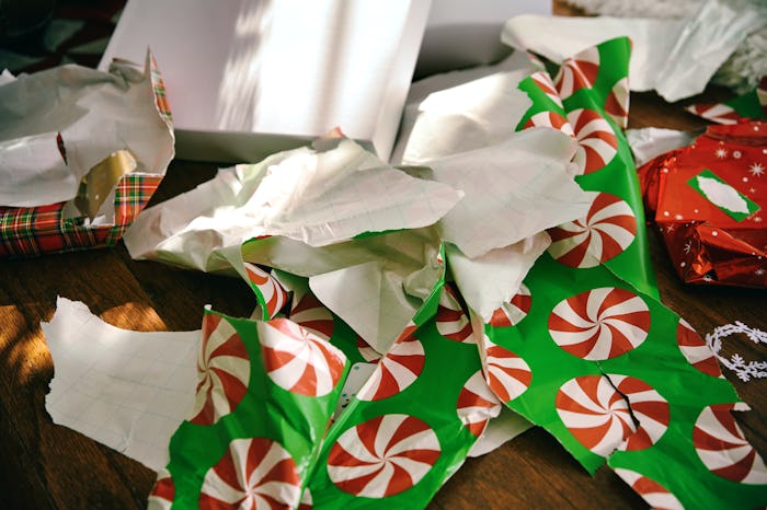 Left over Christmas gift wrapping paper