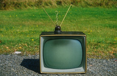 Old retro television set with rabbit ears antennae, New England (Photo by: Joe Sohm/Visions of Ameri...