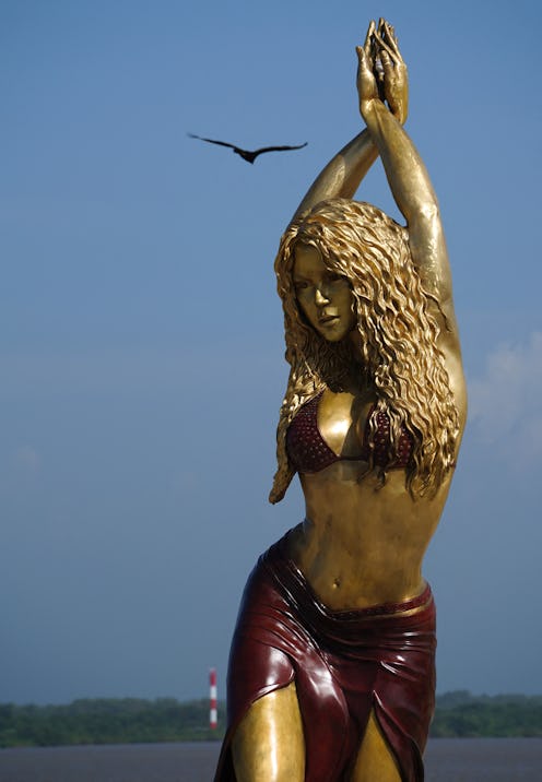 View of a statue of Colombian singer Shakira at the Malecon in Barranquilla, Colombia, on December 2...