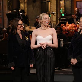 SATURDAY NIGHT LIVE -- "Emma Stone, Noah Kahan" Episode 1850 -- Pictured: (l-r) Surprise guest Tina ...