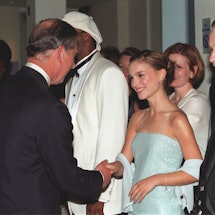 Prince Charles, Prince of Wales meets Natalie Portman. 