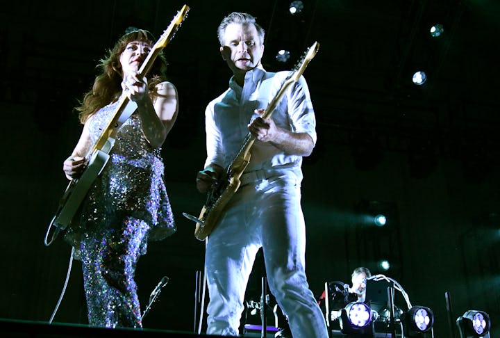 BERKELEY, CALIFORNIA - OCTOBER 11: Jenny Lewis (L) and Ben Gibbard of The Postal Service perform dur...