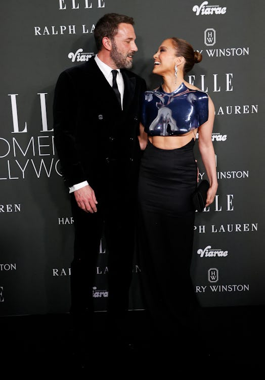 Jennifer Lopez and husband US actor Ben Affleck arrive for Elle's 2023 Women in Hollywood celebratio...