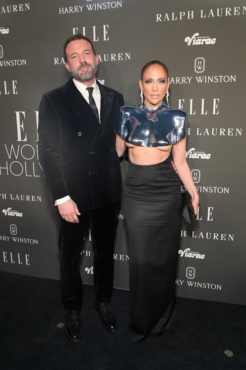 LOS ANGELES, CALIFORNIA - DECEMBER 05: (L-R) Ben Affleck and Jennifer Lopez attend ELLE's 2023 Women...