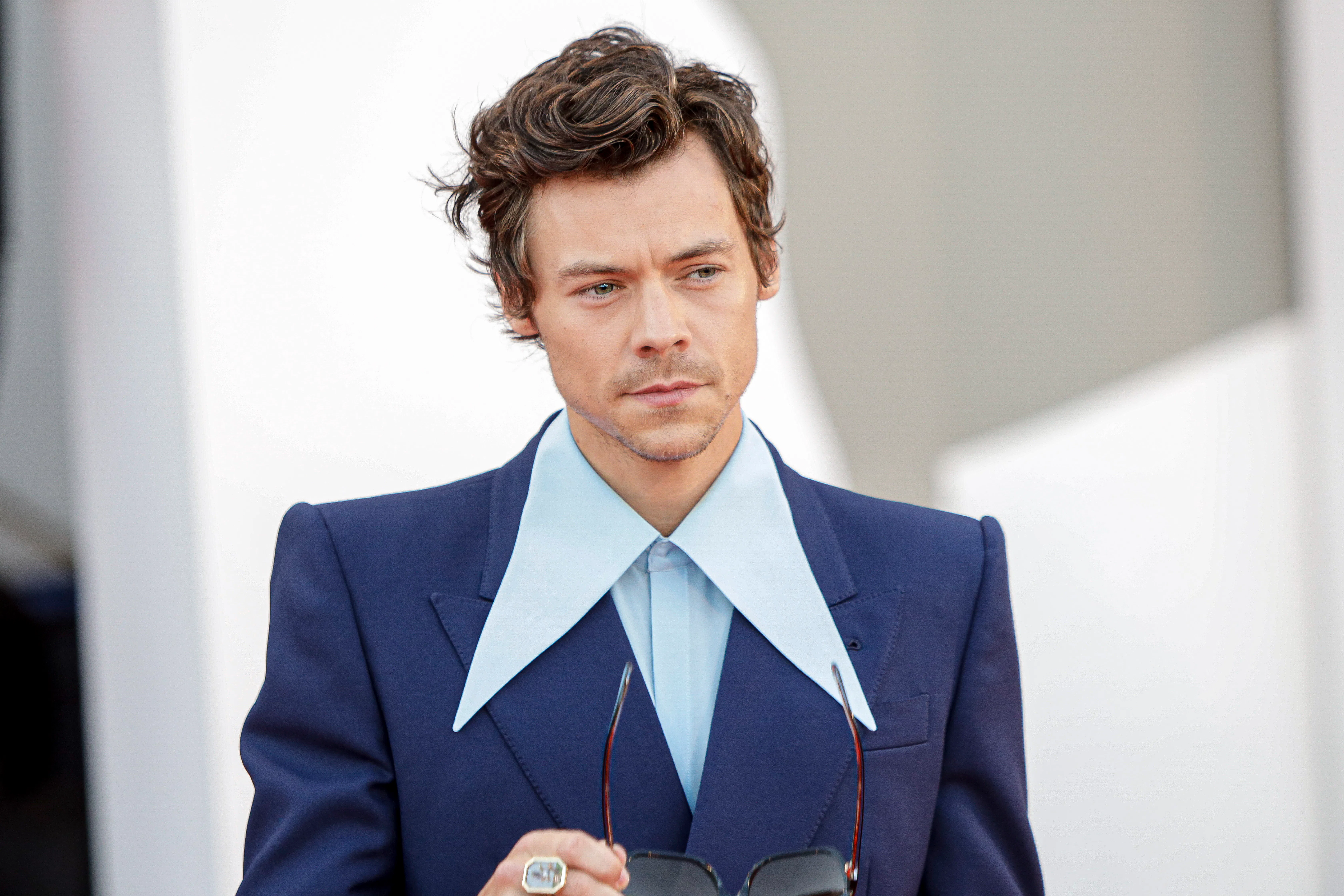 Harry Styles le 5 septembre 2022 à Venise. (Photo by Laurent KOFFEL/Gamma-Rapho via Getty Images)