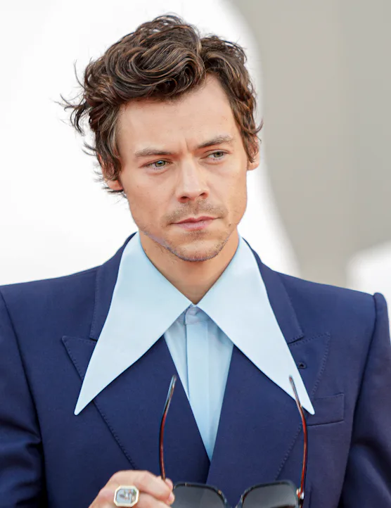 Harry Styles le 5 septembre 2022 à Venise. (Photo by Laurent KOFFEL/Gamma-Rapho via Getty Images)