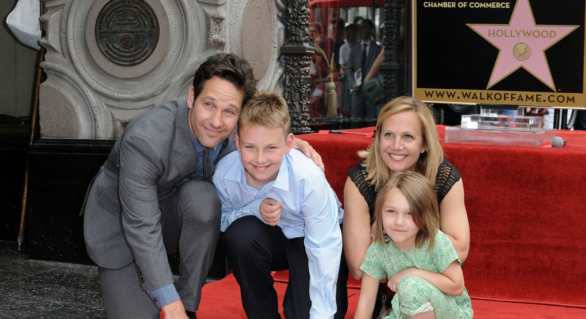 HOLLYWOOD, CA - JULY 01:  Actor Paul Rudd, wife Julie Yaeger, son Jack Rudd and daughter Darby Rudd ...